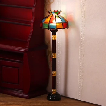1:12 Кукольный домик Миниатюрный цветной светодиодный торшер Стоячая лампа Настольная лампа Сцена Игрушка Кукольный дом Декор Аксессуары для кукольного домика