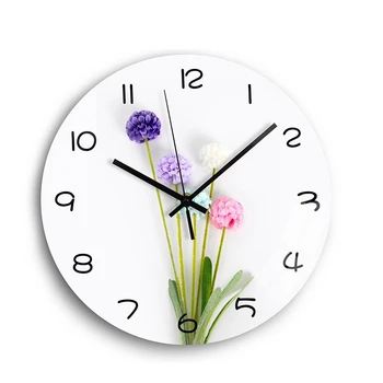 1 шт. Настенные часы с цветочным дизайном, как показано на рисунке, закаленное стекло для кухни, настенные художественные настенные часы, настенные часы для украшения стены, часы