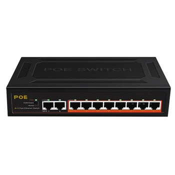 10 портов Коммутатор POE 100 Мбит/с Ethernet Smart Switch 8 Poe + 2 Uplink Office Home Network Hub Адаптер пластиковый для IP-камеры Штекер США