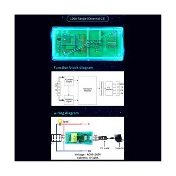 100A PZEM 004T 3.0 Ваттметр с корпусом + открытый CT кВтч Метр Вольт Ампер Модуль тестирования тока для Arduino TTL COM2 / COM3 / COM4