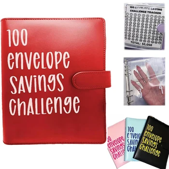 1PC 100 Envelope Challenge Скоросшиватель для экономии $5,050 A5 Savings Challenges Binder Бюджетный скоросшиватель с денежными конвертами