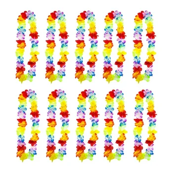 20 Упаковка Гавайские леи Цветочные цепи Тропическая цветочная цепочка Идеальное добро пожаловать на ваш пляж, бассейн и коктейльную вечеринку