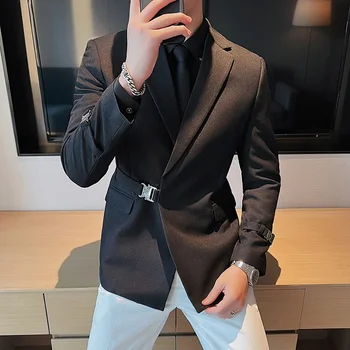 2023 Британский стиль Мужчины Весна Высокое Качество Бизнес Мужской Slim Fit Мода Деловой Костюм Куртки / Мужские повседневные пиджаки V116