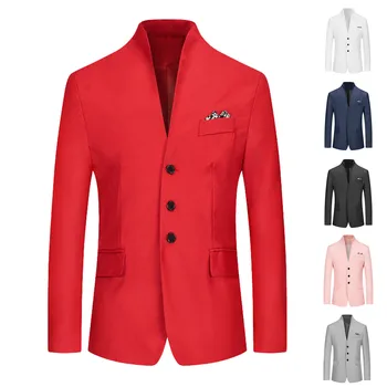 2023 Новый высококачественный мужской блейзер Классический новый приталенный однотонный костюм пиджак модный деловой повседневный костюм блейзер плюс размер пальто