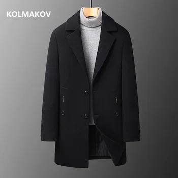2024 Зимнее новое поступление мужское модное шерстяное пальто повседневное теплое шерстяной тренч высокого качества классическая куртка мужской размер M-4XL