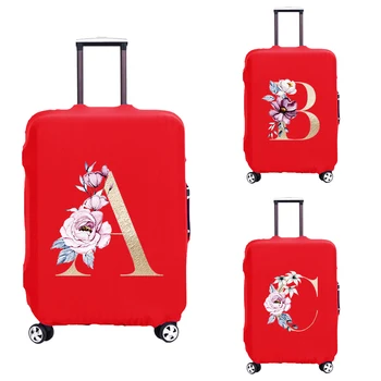 26 букв Печать Красный чехол для багажа Чехол Чемодан Защитная сумка Аксессуары для путешественников Эластичный багажник самолета Чехол для 18-32 дюймов