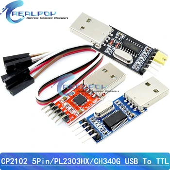 3 шт./лот = 1 шт. PL2303HX +1 шт. CP2102 + 1 шт. CH340G USB TO TTL для arduino PL2303 CP2102 5PIN USB to UART TTL модуль с кабелем