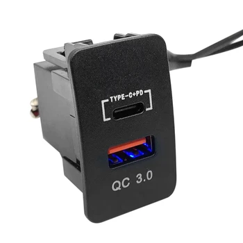 36 Вт Двойной USB Быстрое зарядное устройство Адаптер QC3.0 Тип C + PD Разъем приборной панели Светодиодный вольтметр для Honda CIVIC Accord HR-V JAZZ CITY