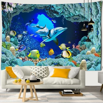 3D сцена мечты подводный мир украшение дома гобелен мандала коврик для йоги хиппи богемный мягкий диван одеяло простыня