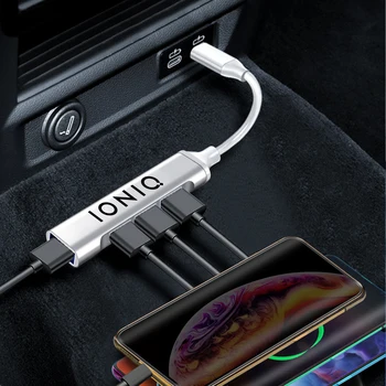4 В 1 Док-станция Перчаточный ящик USB На Type-C Разветвитель Удлинитель Адаптер Быстрое зарядное устройство Автомобильные аксессуары для Hyundai IONIQ 5 6 7