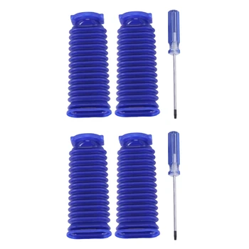 4X Барабан всасывания Синий шланг Фитинги для Dyson V7 V8 V10 V11 Запасные части пылесоса с отверткой