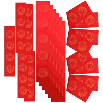 5 наборов Красная бумага Куплеты Весеннего фестиваля Свиток Красная рисовая бумага Китайская куплетная бумага
