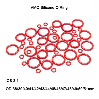 5 шт./лот Красный VMQ Силиконовая прокладка уплотнительного кольца Резиновая шайба CS 3,1 мм OD 38 мм ~ 51 мм Пищевой силикон Уплотнительное кольцо Прокладка Резиновое уплотнительное кольцо