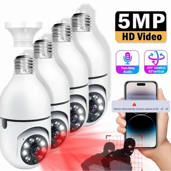 5MP E27 Bulb Surveillance 4X Digital Zoom Камера Indoor WiFi Радионяня Камеры На открытом воздухе Цветная камера ночного видения CCTV Беспроводная камера