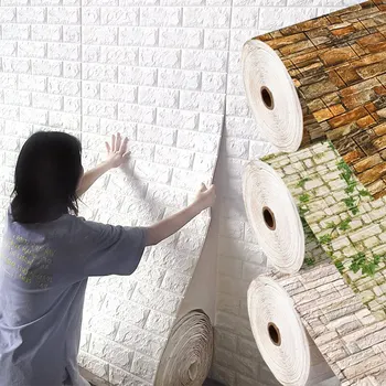 70 см * 1 м 3D кирпич шаблон стена наклейка самоклеящаяся панель водонепроницаемая гостиная обои украшение дома