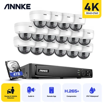 ANNKE 16CH 4K Ultra HD POE Сетевая система видеонаблюдения 8 Мп H.265 NVR с 16X 8 Мп 30 м Всепогодная IP-камера ночного видения EXIR
