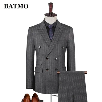 BATMO 2023 новое поступление высокое качество полосатые серые костюмы мужские,повседневные костюмы ,873