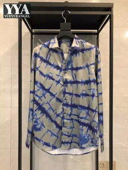 Brand Designer Мужчины Весна Высокое качество Ice Silk Рубашка с длинным рукавом Однобортные повседневные рубашки с цветочным принтом Летние серые топы