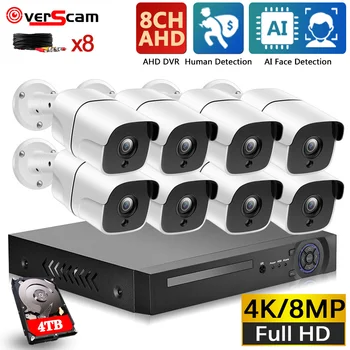 CCTV IP DVR Система домашних камер видеонаблюдения 8 каналов 4K AHD DVR Kit Распознавание лиц Система видеонаблюдения Набор камер видеонаблюдения 8CH XMEYE