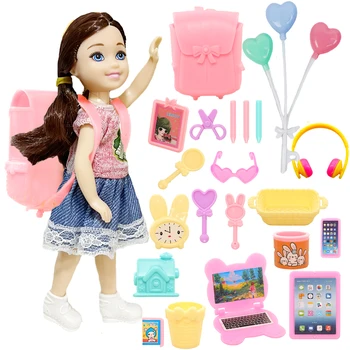 Fashion 1 шт. 5,4-дюймовая кукла + юбки, рюкзаки, обувь, компьютеры Другие аксессуары Подарок на день рождения для девочек,Подарок для детей