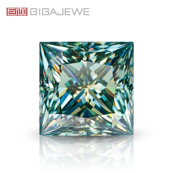 GIGAJEWE Муассанит ручной работы Принцесса Голубой цвет VVS1 Драгоценные камни премиум-класса Незакрепленный алмазный тест Прошел драгоценный камень для изготовления ювелирных изделий