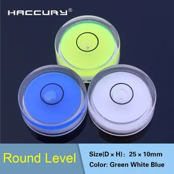 HACCURY Универсальный прибор для измерения уровня Пузырьковый уровень Круглый уровень Бусины духа Размер: 25 * 10 мм, зеленый, синий, белый цвет
