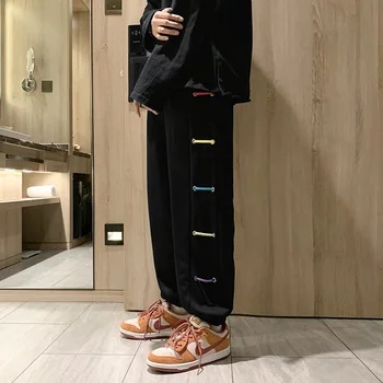 Harajuku Trend Новая мода Повседневные брюки Мужские брюки в гонконгском стиле Планктон Guard Брюки Свободные Маленькие Ноги Скобы Спортивные Брюки Y2K