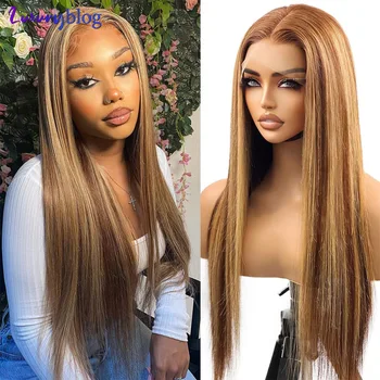 Highlight Honey Blonde Lace Front Wig Парики из натуральных волос для женщин 13x4 Прямой предварительно выщипанный бразильский парик цвета волос