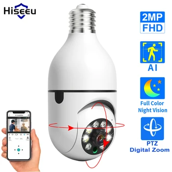 Hiseeu 1080P Wifi E27 Лампочка Камера Цвет Ночное видение Автоматическое слежение Беспроводное CCTV Видеонаблюдение Безопасность Ip Камера
