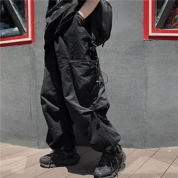 HOUZHOU Techwear Брюки-карго для мужчин Черные брюки Мужские пробежки Корейский Повседневный Японский Уличная Хип-хоп Сафари Стиль Карман
