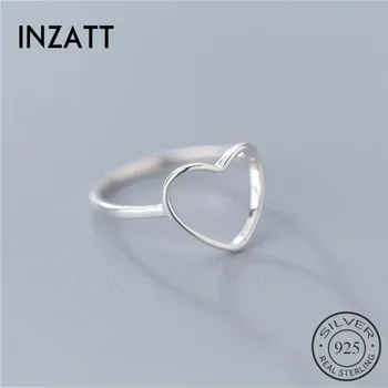 INZATT Real 925% стерлингового серебра Минималистичное полое сердце Кольцо для женщин Вечеринка Милые ювелирные изделия Модные аксессуары