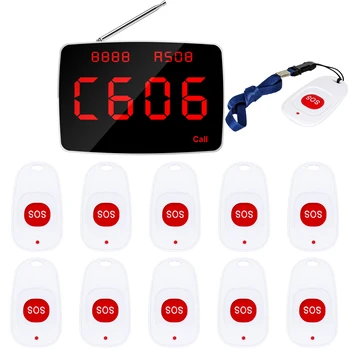 JINGLE BELLS Беспроводная система вызова медсестры 10 кнопок экстренного вызова SOS 1 Монитор дисплея Приемник для помощи пожилым людям в клинике