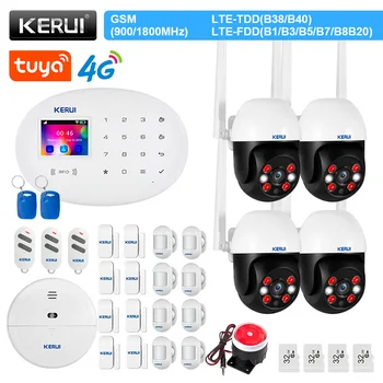 KERUI W204 4G WIFI GSM Система сигнализации Tuya Smart Home Security APP Управление дверным детектором Датчик движения Взломщик IP-камера