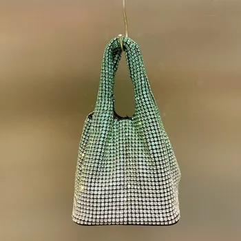 Luxury Diamonds Сумка-ведро Дизайнерский бренд Женские сумки Блестящий горный хрусталь Сетчатые сумки через плечо Кошелек для вечерней вечеринки 2023