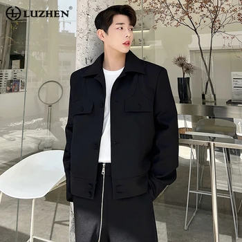 LUZHEN Повседневная однотонная корейская верхняя одежда Мужские куртки Модный цвет Нерегулярный нишевый дизайн Личность Мужская одежда 2023 Новинка B7bd95