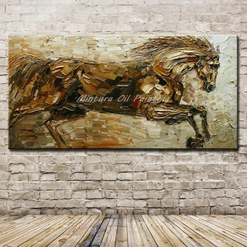 Mintura Ручная роспись абстрактные картины маслом Swift Horse Animal на холсте, настенные художественные картины для гостиной Детский домашний декор