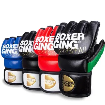 MMA Боксерские перчатки с половиной пальца Утолщенный латексный вкладыш Sanda Muay Thai Fighting Kick Тренировочные перчатки Каратэ Боксерское тренировочное снаряжение