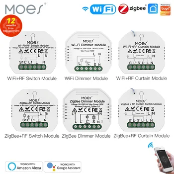 MOES Smart ZigBee WiFi Switch Module Диммер Шторный выключатель Smart Life Приложение Smart Life Пульт дистанционного управления Alexa Google Home Голосовое управление