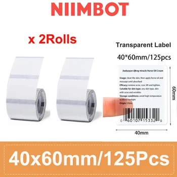 NiiMbot B21 B1 B203 прозрачная наклейка для этикеток Прочный на разрыв, маслостойкий, водонепроницаемый и устойчивый к царапинам Термобумага для принтера этикеток