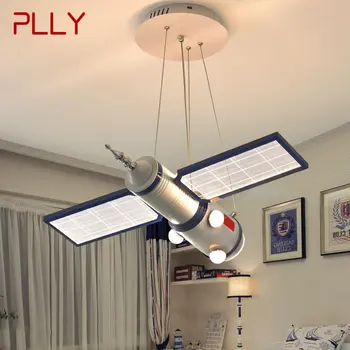 PLLY Детский космический корабль Подвесной светильник Светодиодный креативный модный мультяшный свет для детской комнаты Детский сад Димирование Пульт дистанционного управления