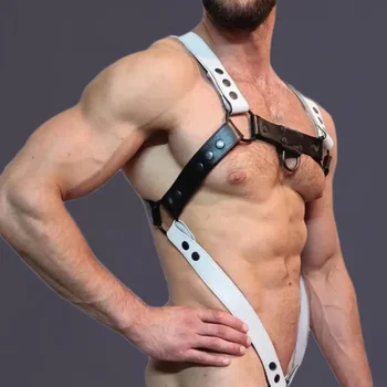  PU кожа мужская бондажная одежда ремни безопасности регулируемый пол тело бондаж клетка секс мужское нижнее белье
