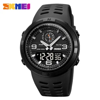 SKMEI 1655 Спортивные часы для мужчин Роскошные водонепроницаемые с ударом Военные мужские часы 3Time Цифровые наручные часы Секундомер Будильник