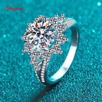 smyoue 3ct Роскошное кольцо из муассанита для женщин Помолвочное кольцо 100% S925 Стерлинговое посеребренное платиновое обручальное кольцо GRA
