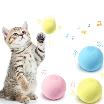 Sound Pet Cat Игрушечные мячи Электрические игрушки с кошачьей мятой Котенок Самоиграющие игрушки Пенопласт Плюшевые шерстяные шарики Быстрая доставка Дропшиппинг Игрушки для кошек