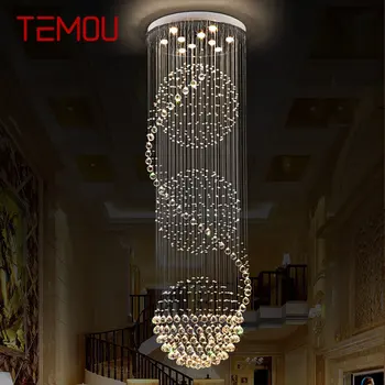 TEMOU Современный хрустальный подвесной светильник Светодиодная креативная роскошная люстра для дома Гостиная Вилла Дуплекс Лестница Декор