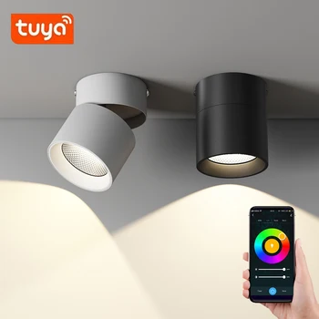 Tuya Smart RGBCCT Светодиодный потолочный прожектор Складной потолочный прожектор, Потолочный точечный светильник, Изменение яркости цвета, Работа с домашним помощником