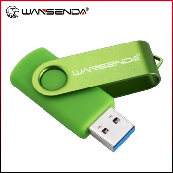 WANSENDA USB 3.0 Flash Drive Ротация 32 ГБ флэш-накопителя 256 ГБ 128 ГБ 64 ГБ 16 ГБ Флэш-накопитель с металлической картой памяти