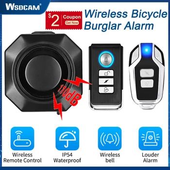 Wsdcam Велосипедная сигнализация Беспроводной пульт дистанционного управления Водонепроницаемая велосипедная сигнализация Охранная сигнализация USB Заряженная защита безопасности Умный дом