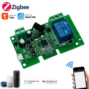 Zigbee Smart Switch Tuya Модуль домашней автоматизации USB5V 12V 24V 7-32V 85-250V 110V 220V 10A 1CH Relay Breaker Работа с Alexa