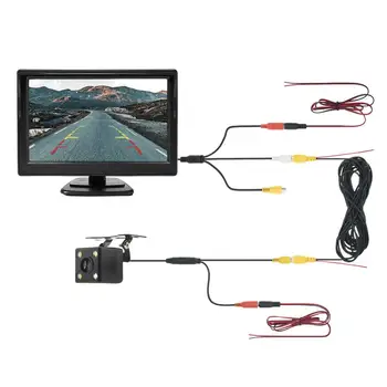  Автомобильная камера заднего вида с монитором 5-дюймовый TFT ЖК-дисплей с цифровым экраном 16:9 2-сторонний видеовход Система парковки задним ходом